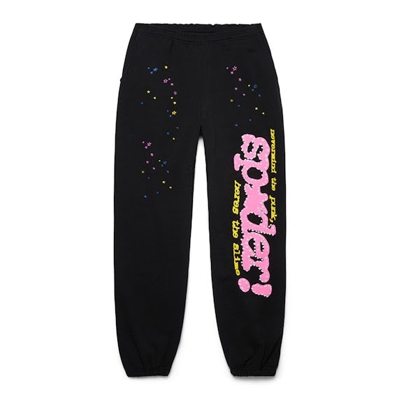 Black Sp5der Pink Logo Sweatpants