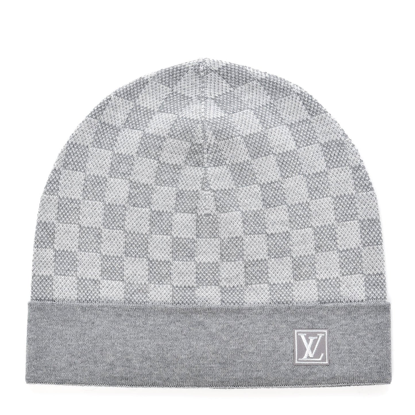 Louis Vuitton Wool Bonnet Petit Damier Beanie Hat Grey